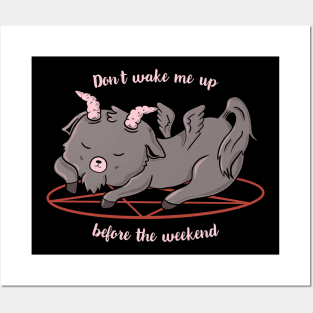 Don't Wake Me Up // Funny Goat Devil Sleeping pentagram Posters and Art